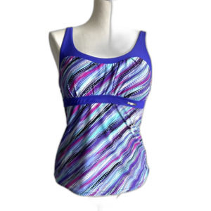 Zero Xposur Tankini Swim Top Striped Swimwear Colorful Size 6